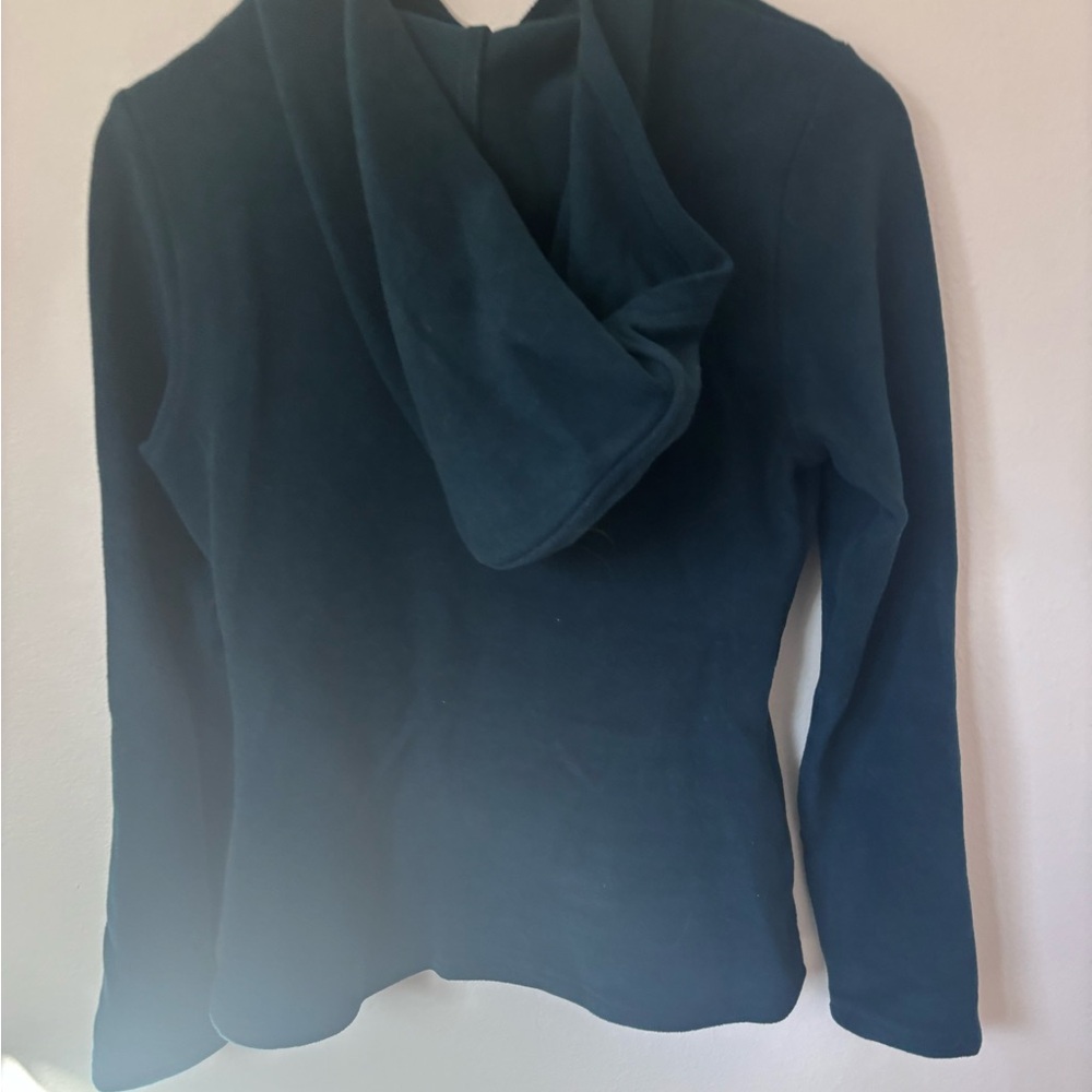 OGL dark Jade Green Women's Hooded Long Sleeve Top with built in bra - Picture 2 of 3